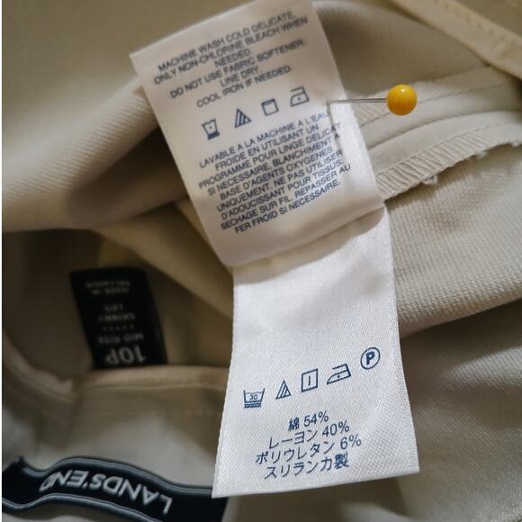 Lands' End Midrise Skinny Leg Pants Zipper Ankle Beige Khaki Petite 10P - Picture 10 of 11